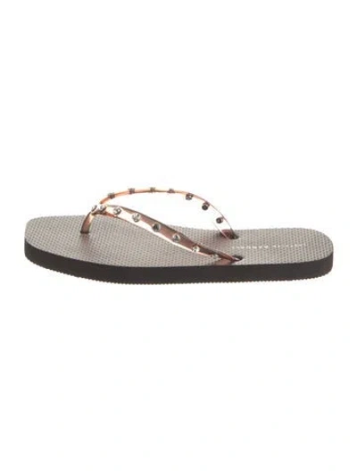 Pre-owned Loeffler Randall Rubber Crystal Embellishments Flip Flops W/ Tags In Multi