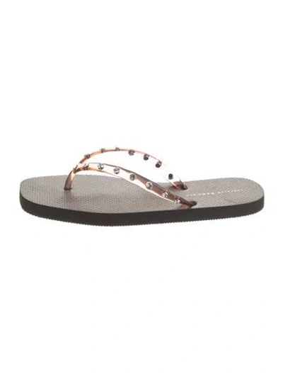 Pre-owned Loeffler Randall Rubber Crystal Embellishments Flip Flops W/ Tags In Multi