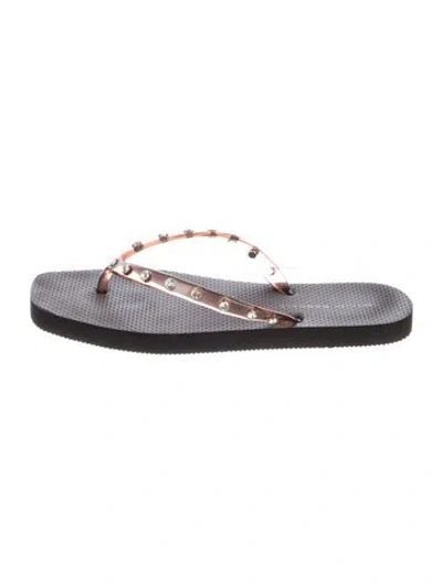 Pre-owned Loeffler Randall Rubber Flip Flops In Gray