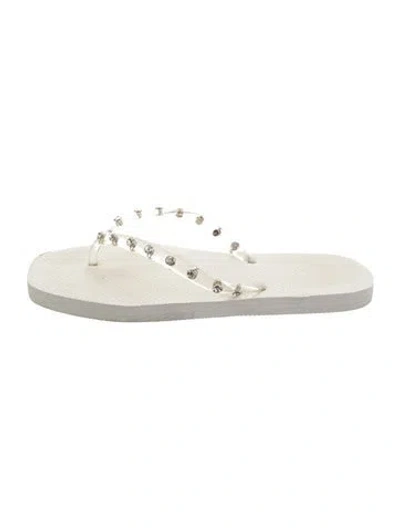 Pre-owned Loeffler Randall Rubber Flip Flops In White