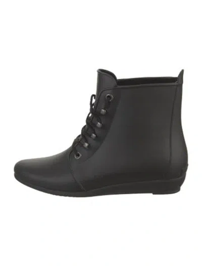 Pre-owned Loeffler Randall Rubber Lace-up Boots In Black