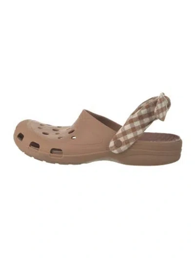 Pre-owned Loeffler Randall Rubber Plaid Print Flats In Brown