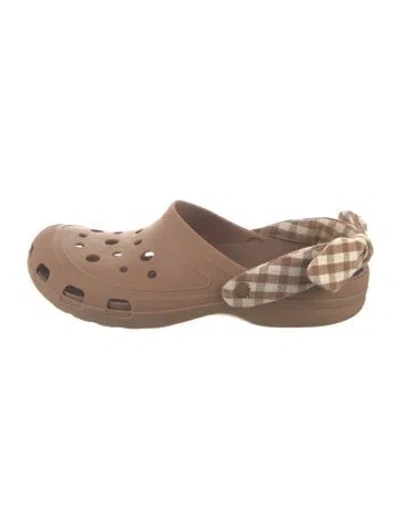 Pre-owned Loeffler Randall Rubber Plaid Print Mules In Brown