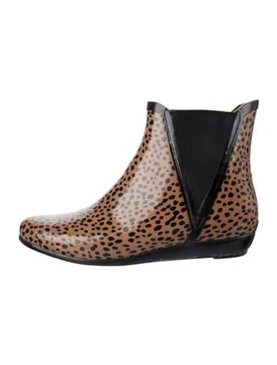 Pre-owned Loeffler Randall Rubber Printed Rain Boots In Multi