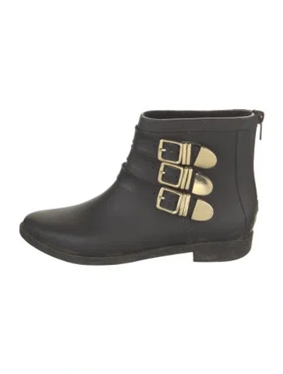Pre-owned Loeffler Randall Rubber Rain Boots In Black