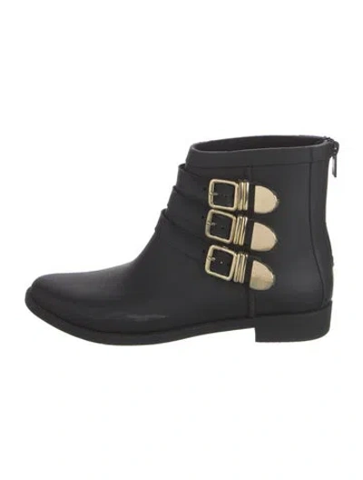 Pre-owned Loeffler Randall Rubber Rain Boots In Black