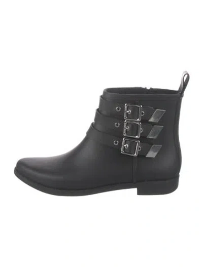 Pre-owned Loeffler Randall Rubber Rain Boots In Black