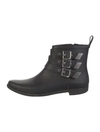 Pre-owned Loeffler Randall Rubber Rain Boots In Black