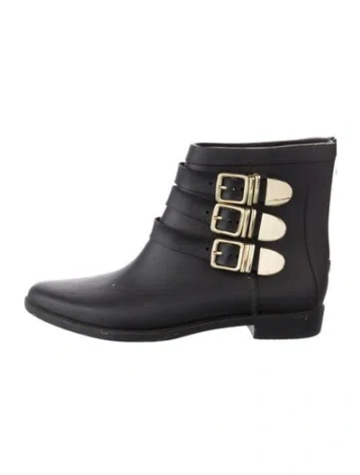 Pre-owned Loeffler Randall Rubber Rain Boots In Black