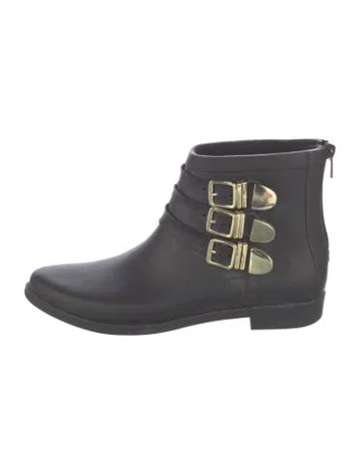Pre-owned Loeffler Randall Rubber Rain Boots In Black