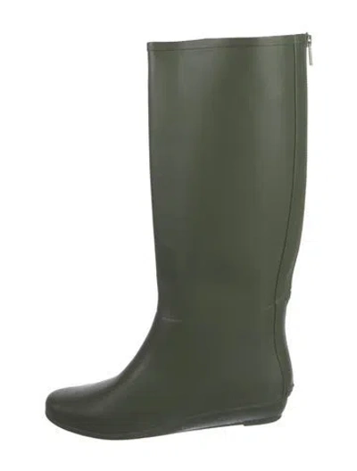 Pre-owned Loeffler Randall Rubber Rain Boots In Green