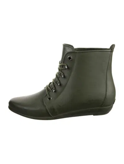 Pre-owned Loeffler Randall Rubber Rain Boots In Green