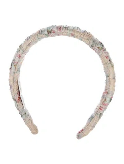 Pre-owned Loeffler Randall Ruched Printed Headband In Neutral