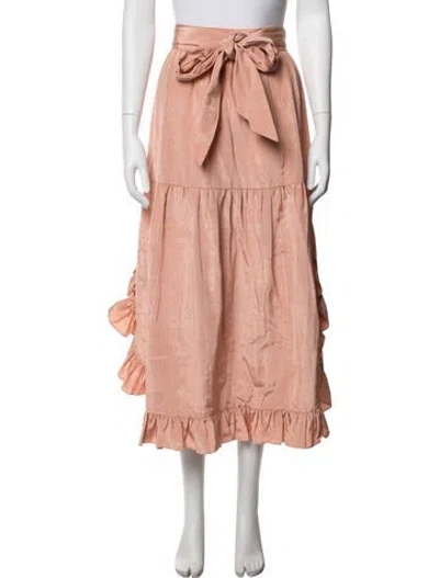 Pre-owned Loeffler Randall Ruffle Embellishment Long Skirt In Orange