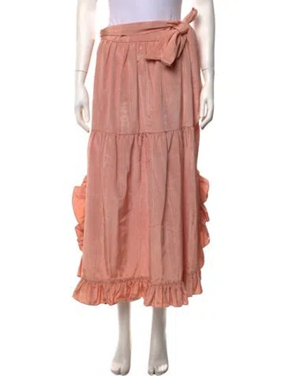 Pre-owned Loeffler Randall Ruffle Embellishment Long Skirt In Pink