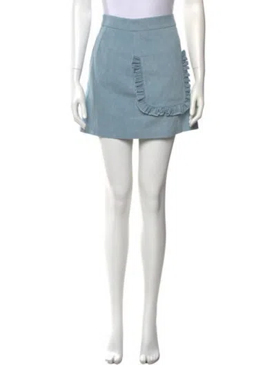Pre-owned Loeffler Randall Ruffle Embellishment Mini Skirt In Blue