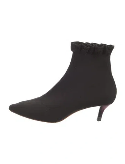 Pre-owned Loeffler Randall Ruffle Embellishment Sock Boots In Black