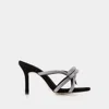 Loeffler Randall Margi Crystal Bow Suede Mules In Black