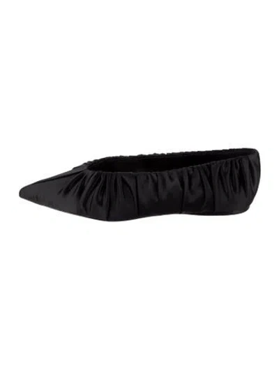Pre-owned Loeffler Randall Satin Ballet Flats In Black