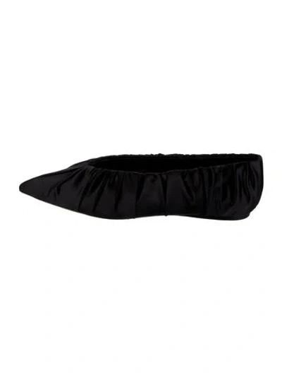 Pre-owned Loeffler Randall Satin Ballet Flats In Black