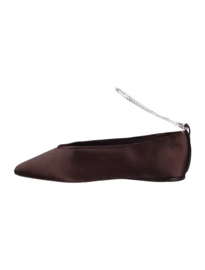 Pre-owned Loeffler Randall Satin Ballet Flats In Brown