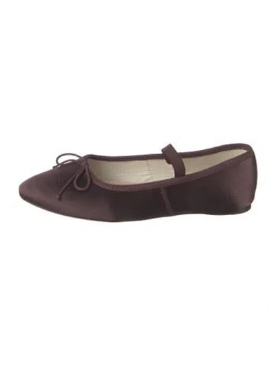 Pre-owned Loeffler Randall Satin Bow Accents Ballet Flats In Burgundy