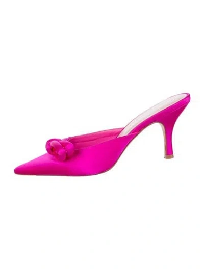 Pre-owned Loeffler Randall Satin Bow Accents Mules In Pink