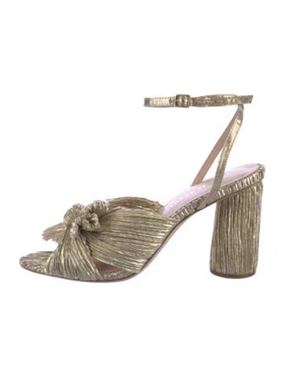 Pre-owned Loeffler Randall Satin Bow Accents Pumps In Gold