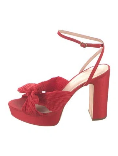 Pre-owned Loeffler Randall Satin Bow Accents Pumps In Red