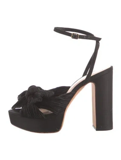 Pre-owned Loeffler Randall Satin Bow Accents Sandals In Black