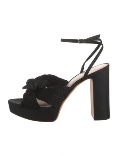 Pre-owned Loeffler Randall Satin Bow Accents Sandals In Black