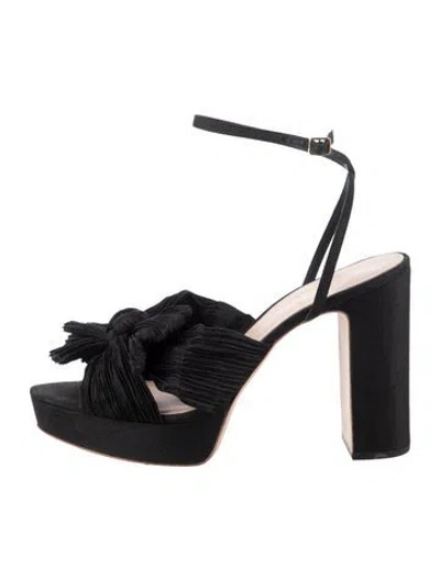 Pre-owned Loeffler Randall Satin Bow Accents Sandals In Black