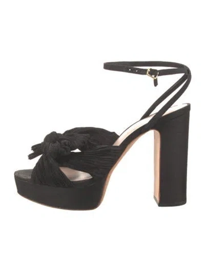 Pre-owned Loeffler Randall Satin Bow Accents Sandals In Black