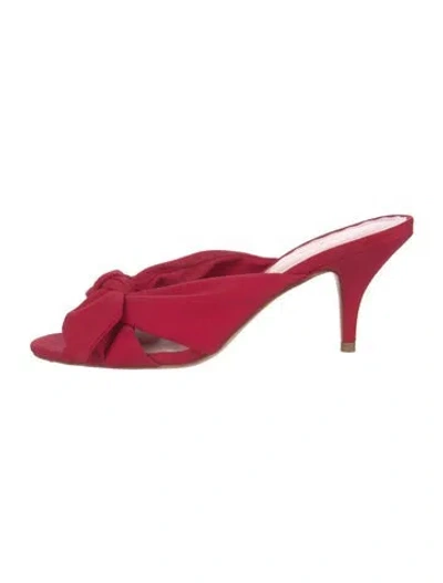 Pre-owned Loeffler Randall Satin Bow Accents Slides In Red