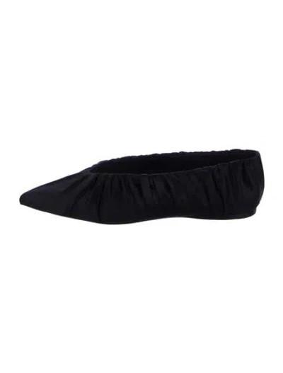 Pre-owned Loeffler Randall Satin Flats In Black