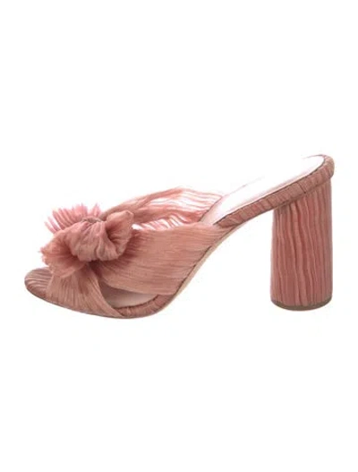 Pre-owned Loeffler Randall Satin Floral Print Slides In Pink