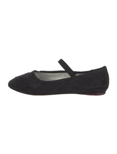 Pre-owned Loeffler Randall Satin Mary Jane Flats In Black