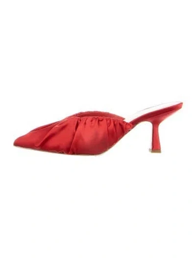 Pre-owned Loeffler Randall Satin Mules In Red