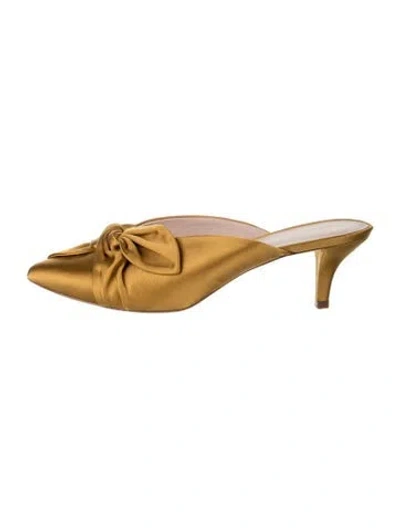 Pre-owned Loeffler Randall Satin Mules In Yellow