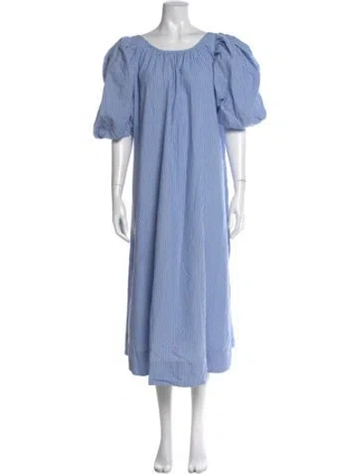 Pre-owned Loeffler Randall Scoop Neck Midi Length Dress In Blue