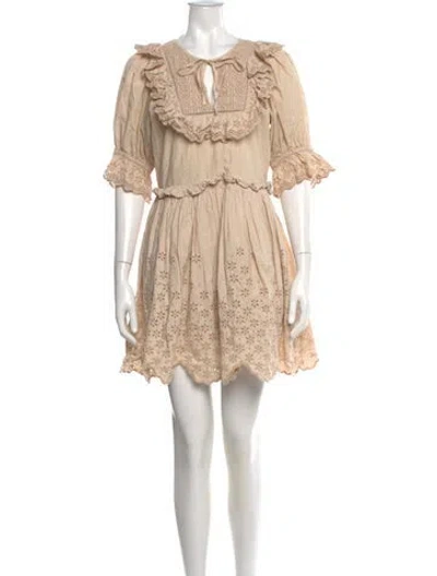 Pre-owned Loeffler Randall Scoop Neck Mini Dress In Neutral