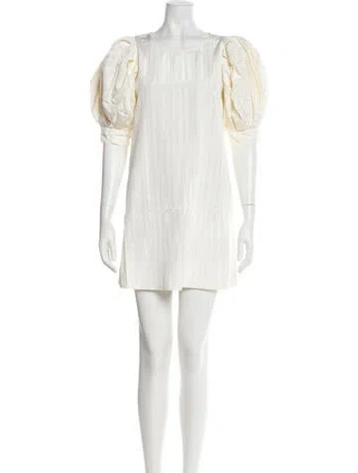 Pre-owned Loeffler Randall Scoop Neck Mini Dress In White
