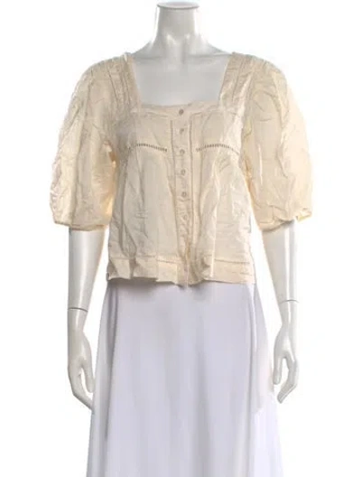 Pre-owned Loeffler Randall Scoop Neck Short Sleeve Top In Neutral