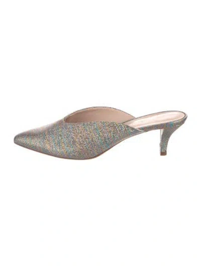 Pre-owned Loeffler Randall Sequins Printed Mules In Silver