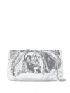 Loeffler Randall Serena Metallic Snake-embossed Clutch Bag In Silver