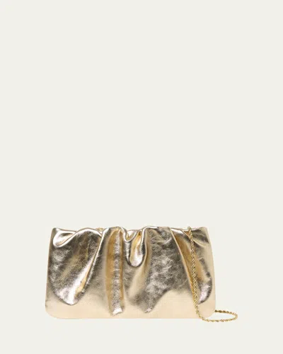 Loeffler Randall Serena Ruched Metallic Leather Clutch Bag In Chmpn