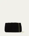 Loeffler Randall Serena Ruched Velvet Clutch Bag In Black