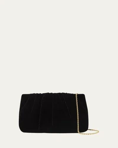 Loeffler Randall Serena Ruched Velvet Clutch Bag In Black