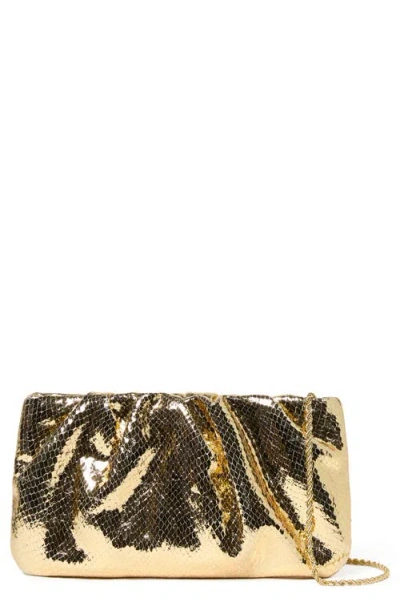 Loeffler Randall Serena Snakeskin Embossed Leather Clutch In Gold