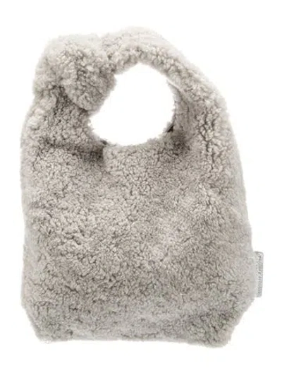 Pre-owned Loeffler Randall Shearling Top Handle Bag In Gray